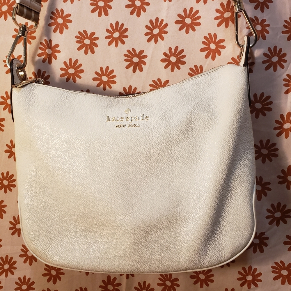 kate spade White Leather Crossbody Bag with Gold Hardware